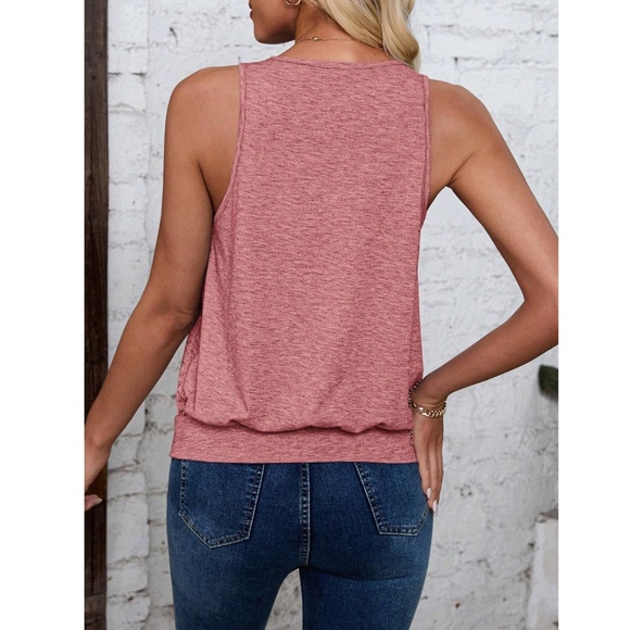 Dusty Pink Tank Top V-Neck - Picture 6 of 7